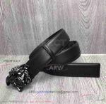 AAA Replica Versace Black Litchi Belt - Black Steel Medusa Buckle